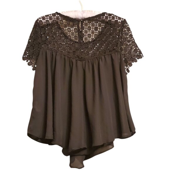 Dex Dressy Black Flowy Top - Picture 2 of 2